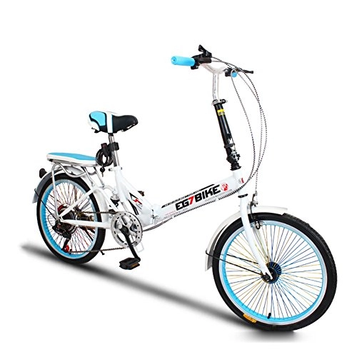 Folding Bike : XQ Folding Bike Bicycle Ultralight Portable Mini Small Variable Speed Damping 20 Inches Adult Children's Bicycle Men And Women Luxury Foldable Bicycle (Color : White)