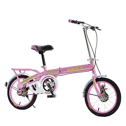 Folding Bike : XQ Folding Bike Ultralight Portable 16 Inches Single Speed Adult Children Bicycle (Color : Pink)