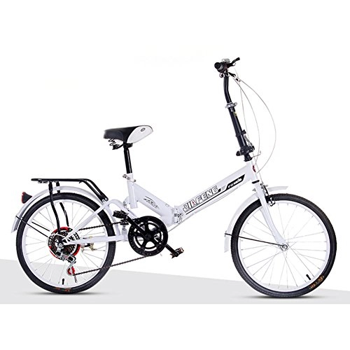 Folding Bike : XQ XQ-TT-611 20 Inches Variable Speed Foldable Bicycle Damping Bicycle Adult Men And Women Student Car WHITE