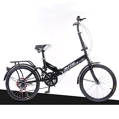 Folding Bike : XQ XQ-TT-612 Black 20 Inches Variable Speed Foldable Bicycle Damping Bicycle Adult Children's Bicycles Men Student Car
