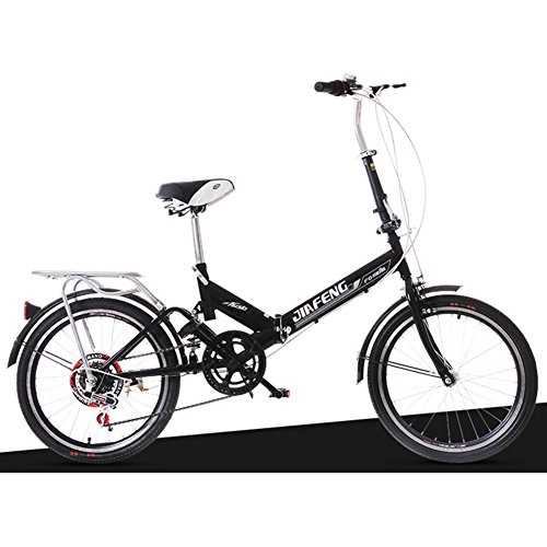 Folding Bike : XQ XQ-URE-600 20 Inches 6 Speed Adult Folding Bike Damping Student Car Children's Bicycle (Color : Black)