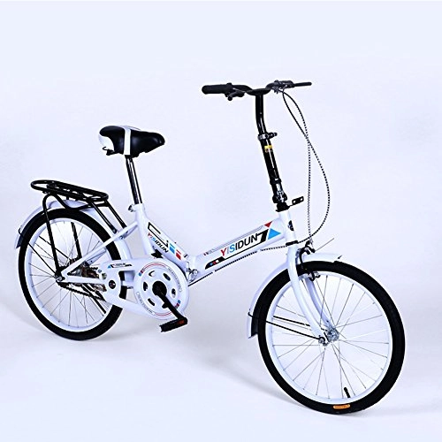 Folding Bike : XQ XQ161URE 20 Inches Folding Bike Single Speed Bicycle Men And Women Bike Adult Children's Bicycle (Color : White)