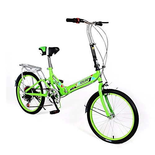 Folding Bike : XQ XQ163URE 20 Inches Folding Bike 6 Speed Bicycle Men And Women Bike Adult Children's Bicycle (Color : Green)