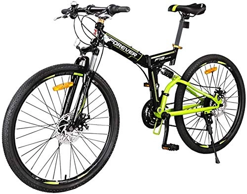 Folding Bike : XRQ 26In Folding Mountain Bike Folding City Bike 24 Speed Mountain Bike for Adult, Double Disc Brake, Green