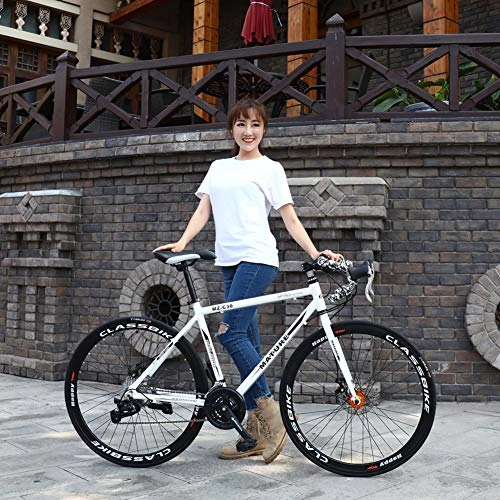Folding Bike : XRQ 700C Road Bike 21 27 30 33 Speed Ultra Light Aluminum Alloy Double Disc Brakes Variable Speed Bicycle Bend Student Bicycle Racing Bike, Black, 33 Speed