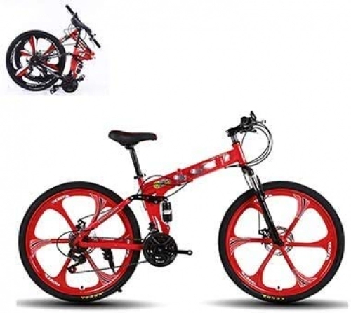 Folding Bike : XSLY 26-inch Folding Mountain Bikes BMX Bikes Box High Carbon Steel Mountain Bike Bicycle Adult Bike Way Out Of Highway (Color : Red)