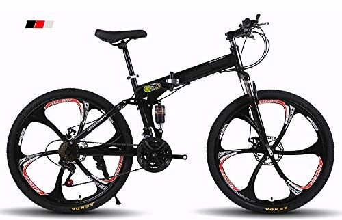 Folding Bike : XSLY Adults Foldable Mountain Bike 26 Inches, 21 Speed Bicycle Shifter Accelerator With 6 Cutter Wheel Suitable Outdoor Cycling Road Bike for 160-185cm Crowd (Color : Black)