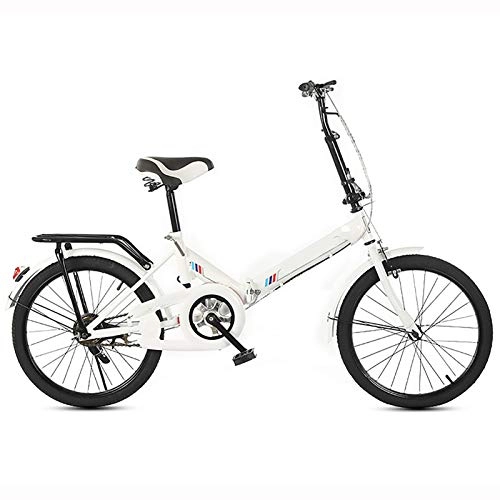 Folding Bike : XUELIAIKEE Adult Folding Bike, Foldable Commuter Bicycle 20 Inch, Lightweight Aluminum Frame Urban Cycling City Road Bicycle With Anti-skid And Wear-resistant Tire-White 20 Inch