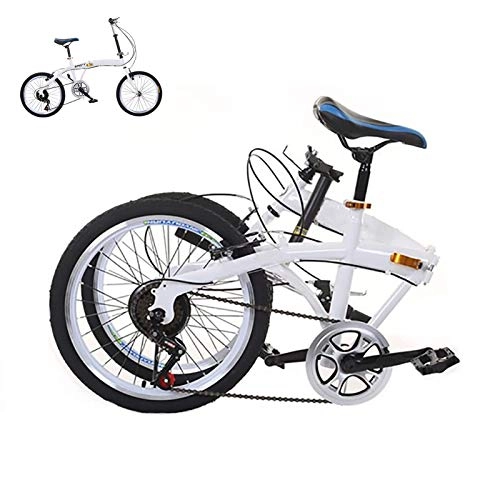 Folding Bike : XUELIAIKEE Carbon Fiber Folding Bike, 20 Inch Bike 6-speed Gears Cycling Commuter Road Bicycle For Adult Student, Lightweight Foldable Adult Bicycle For Outdoor Sports-White 20 Inch