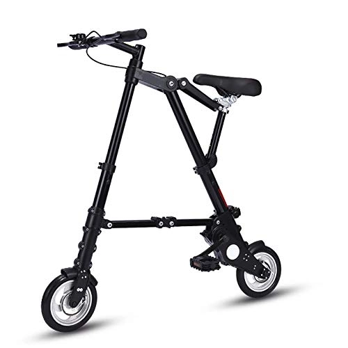 Folding Bike : XUELIAIKEE Mini Compact Folding Bike For Adult, Ultra Light 8 Inch Bicycle Portable Aluminum Alloy Frame Bike City Commuter Bike With Adjustable Comfortable Seat-Black. 8 Inch
