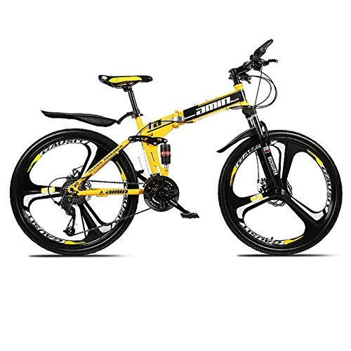 Folding Bike : XUELIAIKEE Mountain Bike, Folding Bike Man Mountain Bike 24inch Wheels Carbon Steel Gear Bicycle, 21 24 27 30 Speed Dual Suspension Folding Bike With Disc Brakes