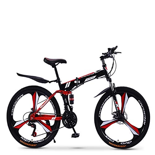 Folding Bike : XWDQ Folding Mountain Bike Bicycle 21 / 24 / 27 / 30 Speed Men And Women Speed Student Adult Bicycle Double Shock Racing, 24inch, 21speed