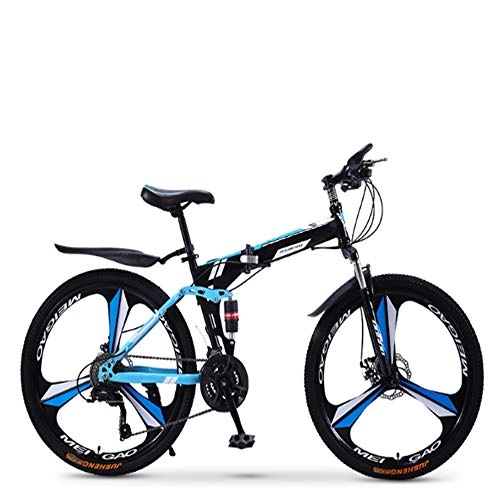 Folding Bike : XWDQ Folding Mountain Bike Bicycle 21 / 24 / 27 / 30 Speed Men And Women Speed Student Adult Bicycle Double Shock Racing, 26inch, 24speed