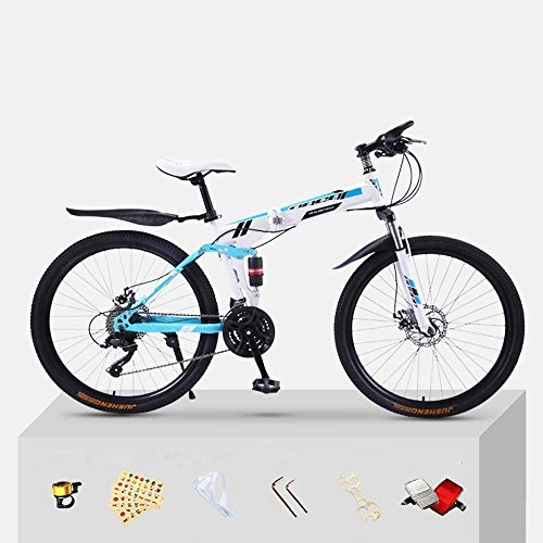 Folding Bike : XWDQ Mountain Bike Bicycle Adult Folding 20 / 24 / 26 Inch Double Shock-Absorbing Off-Road Speed Racing Boys And Girls Bicycle, 20inch, 21speed