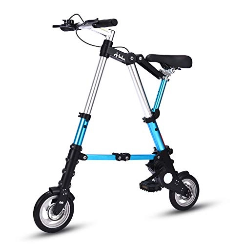 Folding Bike : XXCC Mini Foldable Bicycle 8 Inch Portable Folding Bike Ultra Light Adult Student Folding Carrier Bicycle for Sports Outdoor Cycling Travel Commuting, Blue
