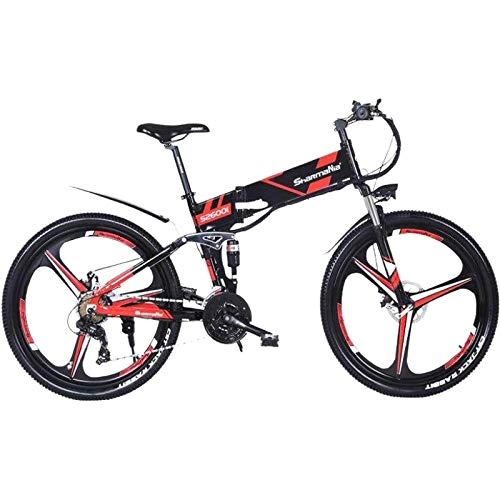 Folding Bike : XXCY M80 26' e-bike MTB 48V 350W Men Folding Ebike 21 Speeds Mountain&Road Bicycle with 26inch Tire, Disc Brake and Full Suspension Fork (black)