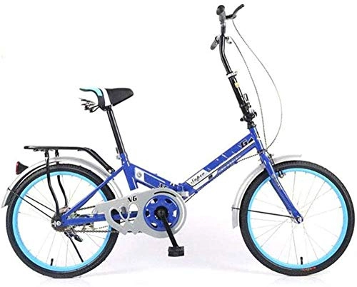 Folding Bike : XXCZB 20-Inch Folding Speed Bicycle-Adult Folding Bicycle Bicycle Women s Student Ladies Single Speed Variable Speed Shock Absorber Bicycle Portable Commute-Sixspeed_Blue