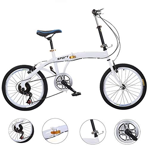 Folding Bike : XXXSUNNY 20 inch folding variable speed bicycle, adult portable mini city commuter road student bicycle, shock absorption dual disc brake portable bicycle