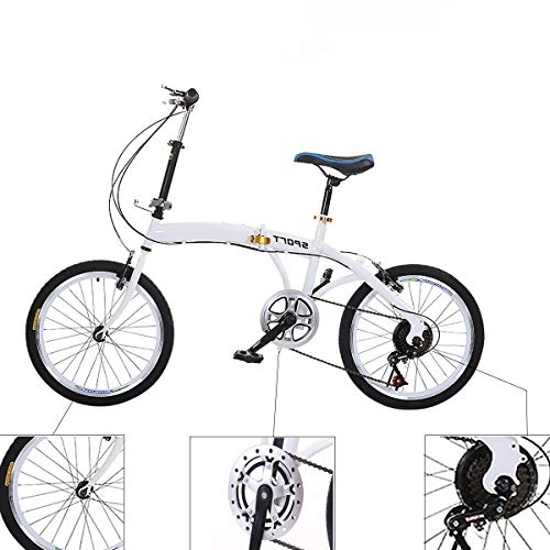 Folding Bike : XXXSUNNY Folding bicycle, student multi-speed bicycle, adult compact foldable bicycle, shock-absorbing dual disc brake portable bicycle