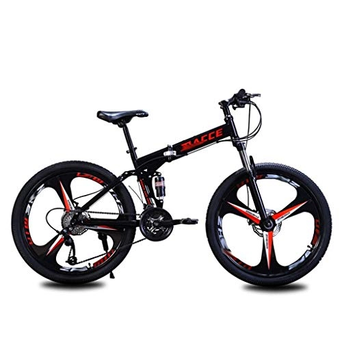 Folding Bike : XXY Mountain Bike Male Cross-country Variable Speed Bicycle Double Shock Absorption Lightweight Folding Bicycle 26 Inch 27 Speed Young Student Adult Female (Color : Black, Size : 24 inch 21 speed)