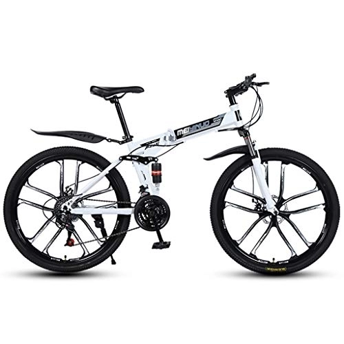 Folding Bike : XYDDC 26 Inch Mountain Bikes High-carbon Steel Frame 21 / 24 / 27 Speed Portable Folding Bicycle Men's Dual Disc Brake Hardtail with Adjustable Seat