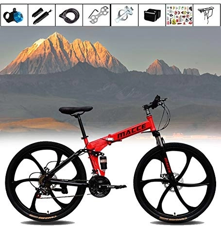 Folding Bike : XYQCPJ 26 Inch Folding Mountain Bike, Double Disc Brake Variable Speed Double Shock Absorption Road Bicycle Summer Travel Outdoor Bicycle Comfortably Suitable For Daily Travel