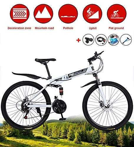 Folding Bike : XYQCPJ Mountain Folding Bike, 26 Inch Portable Adult Student Bicycle 30 Spoke Wheel 24 Speed Double Disc Brake Non-Slip Durable Safety Easy To Carry Suitable For Long-Distance Riding