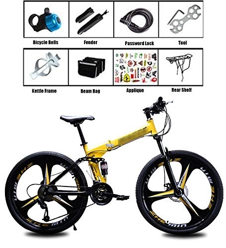 Folding Bike : XYQCPJ Mountain Folding Bikes, Portable Double Disc Brake Non-Slip Safety 21 Speed Double Shock Absorption Riding Comfortably Men And Women Road Bikes Suitable For Daily Riding 24 / 26