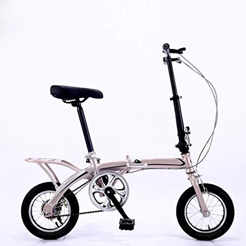 Folding Bike : XYSQ Foldable Bicycles 12", Ultra-lightweight Single-speed Adult Portable Men and Women Mountain Bike, Folded in 15 Seconds (Black) (Color : Champagne)