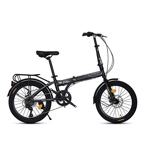 Folding Bike : Xywh Folding bicycle 20 inch adult men's and women's ultra-light portable single-speed small-wheel off-road high-carbon steel frame bicycle (Color : Black, Size : 20in)