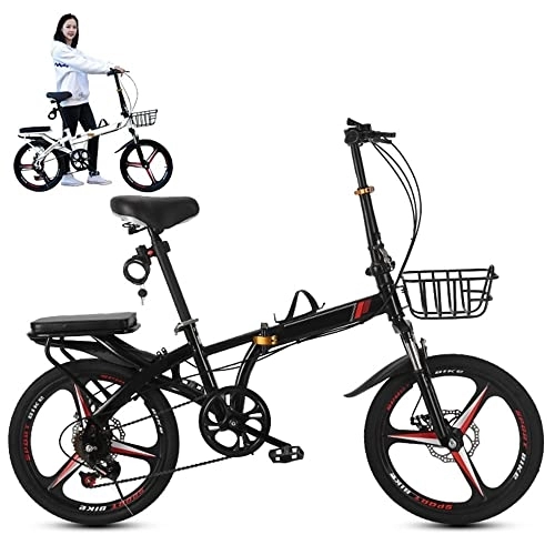 Folding Bike : XYYYM 20 Inch 7-speed Folding Bike Utralight Variable Speed Portable Small Folding Bicycle For Adult Men And Women, Mechanical Dual Disc Brakes Shock Fork High Carbon Steel Frame