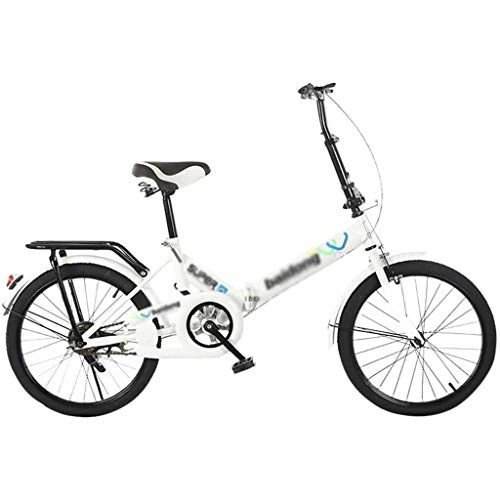 Folding Bike : XZHSA Folding Bikes, Mini Portable Commuter Bike Adult Ultra Light Folding Bikes for Adult Child Student Male Ladies Lightweight Shopper Bike (Color : White)