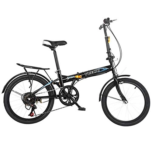 Folding Bike : XZM 20in 7 Speed ​​City Folding Mini Compact Bike Bicycle Commuters, Black