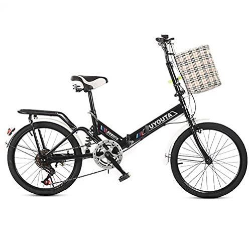 Folding Bike : Y DWAYNE Folding Bike, 20-Inch Student Adult Folding Bicycle, Spring Shock-Absorbing Thickened Anti-Skid Wear-Resistant Tires Adjustable Seat Can Bear 180 Kg, for Outdoor Or Commuting Rides