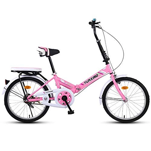Folding Bike : Y-PLAND Folding Bicycle 16 / 20 Inch Men And Women Models Lightweight Folding Bike Bicycle Adult Mini Speed Car Double Disc Brake Folding Bicycle-Pink_20 inches