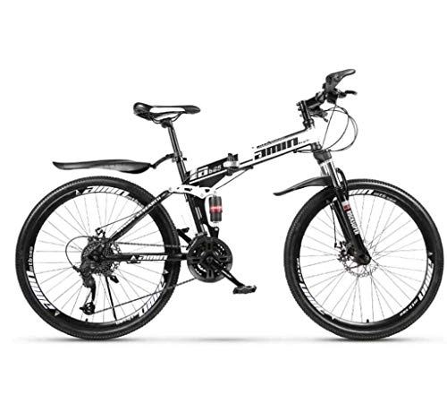 Folding Bike : Y&XF 26 inches Bikes Mountain Bike, Aluminum Folding Double Disc Brake, 21 Speed ​​(Speed ​​24, Speed ​​27), White, 21 speed