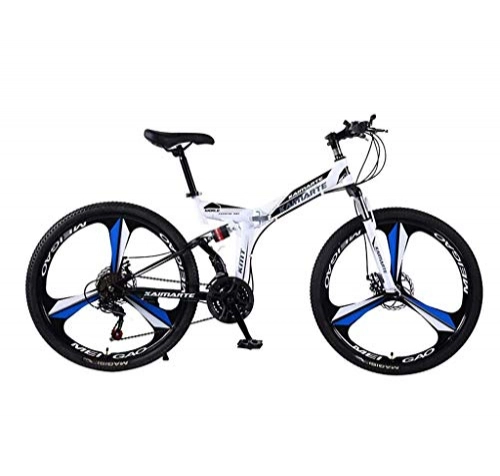 Folding Bike : Y&XF Folding Mountain Bike, 26-inch, 27-speed, Variable Speed, Double shock absorption, dual disc brakes, Todoterreno Adult, black blue