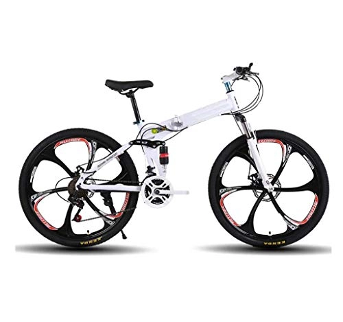 Folding Bike : Y&XF Folding Mountain Bike 26 Inch, Mountain Bike for Adults 21 Shifter Speed Throttle, with Cutter 6 Wheel