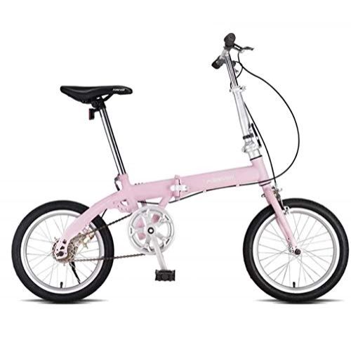 Folding Bike : Y&XF Single Speed Folding Bike, 16" Mini Compact Bike, Mountain Bike with Pedals, Can Be Placed in The Trunk Bikes, for Adults And Teens, Pink