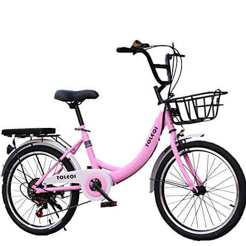 Folding Bike : Y & Z Male and female adult student bicycle, Pink-Length: 140 cm