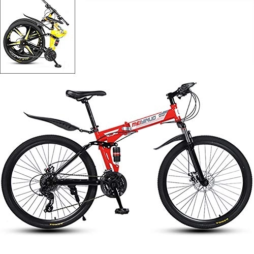 Folding Bike : Yajun Folding Bicycle Mountain Bike Speed Double Disc Brake Student Absorber Riding Suitable For Adults 26 Inch, C