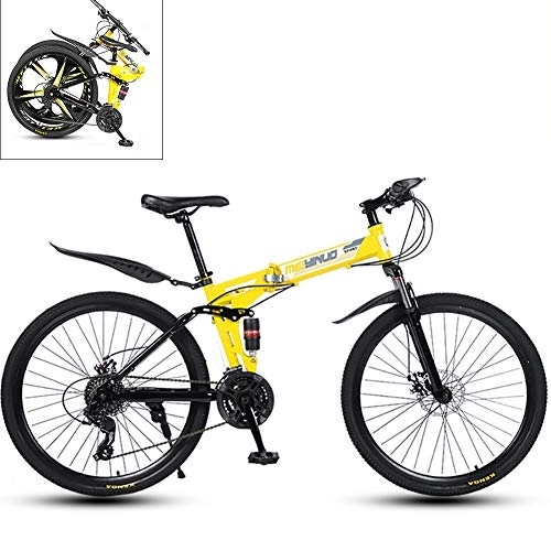 Folding Bike : Yajun Folding Bicycle Mountain Bike Speed Double Disc Brake Student Absorber Riding Suitable For Adults 26 Inch, H