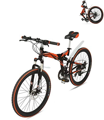 Folding Bike : YALIXI Folding bicycle mountain bike, 24 inch disc brake mountain bike, off road variable speed racing, men and women