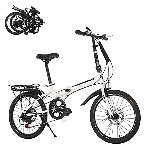 Folding Bike : YANGHAO-Adult mountain bike- Folding Adult Bicycle, 6-speed Variable Speed 20-inch Fast Folding Bicycle, Front and Rear Double Disc Brakes, Adjustable Breathable Seat, High-strength Body YGZSDZXC-04
