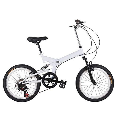 Folding Bike : YANGMAN-L 20" 7 Speed City Folding Compact Bike Bicycle Urban Commuter High Carbon steel Disc Brake, White