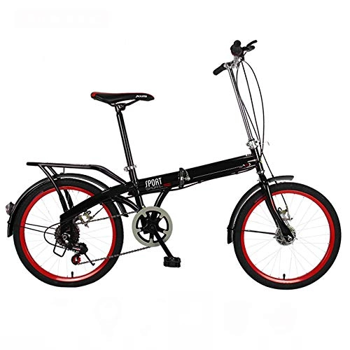 Folding Bike : YANGMAN-L Foldable Bicycle, 20 Inch 6 Speed ​​City Folding Compact Suspension Bike High Carbon Steel Bicycle Urban Commuters for Boy and Girls