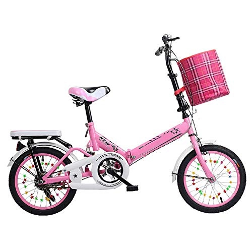 Folding Bike : YANGMAN-L Folding Bicycle, Women'S Work Adult Ultra Light Portable 20 Inch Student Male Bicycle Folding Bicycle Bike Carrier, Pink