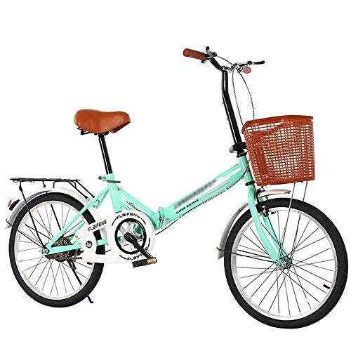 Folding Bike : YANGMAN-L Folding Bikes, Folding Bicycle Unisex 20 Inch Sports high carbon steel Portable Bicycle, Green