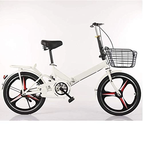 Folding Bike : YANGSANJIN 20 Inch Wheel Disc Brake Folding Bike For Adults Men And Women, Portable Outdoor Bikes, High Carbon Steel Cruiser Bike With Rear Shelf