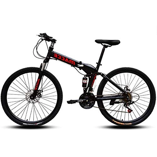Folding Bike : YANGSANJIN 24 inch Mountain bike Folding City Bike Double Disc Brakes Variable 24 Speed Bicycle Suitable for students, men and women